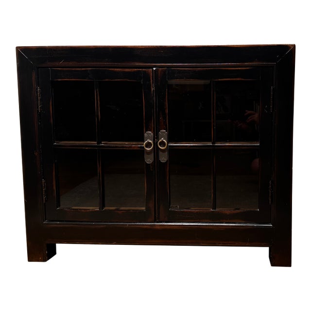 Ethan Allen Ming Small Media Cabinet in Aged Ember Black, 2017 For Sale