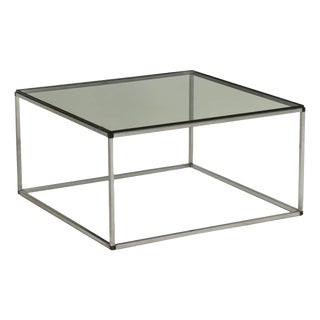 Vintage Coffee Table in Chromed Metal and Glass, 1980s For Sale