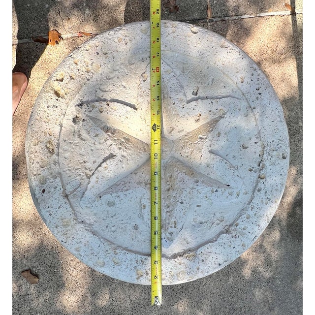 1980s Sculptural Carved Limestone Spiral Pedestal Table Base With Star Motif For Sale - Image 4 of 6