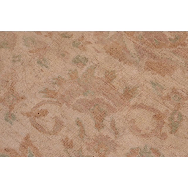 Boho Chic Ziegler Tan Hand-Knotted Wool Rug - 12'4'' X 15'1'' For Sale In New York - Image 6 of 8