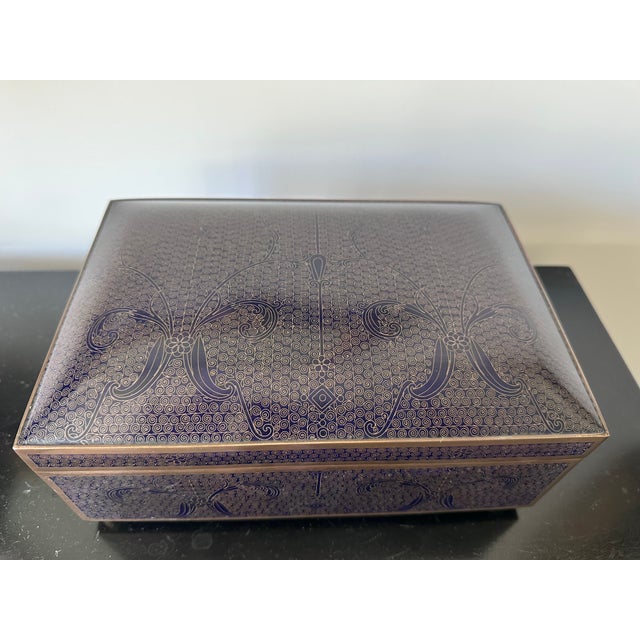 Late 19th Century Chinese Blue Cloisonné Enamel Box For Sale - Image 4 of 8