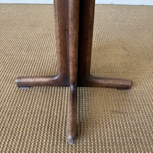 Wood Leslie Round Table Vintage Oak For Sale - Image 7 of 9