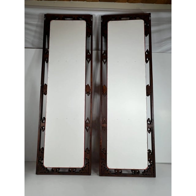 Brown Pair of Antique Chinese Lattice Window Panels With Auspicious Symbols For Sale - Image 8 of 8