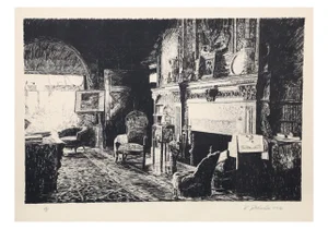 Roland Descombes "Fireplace" Lithograph
