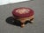 French Country Footstool ~ Vintage French Country Burgundy Floral Round Needlepoint Footstool#2 For Sale - Image 3 of 14
