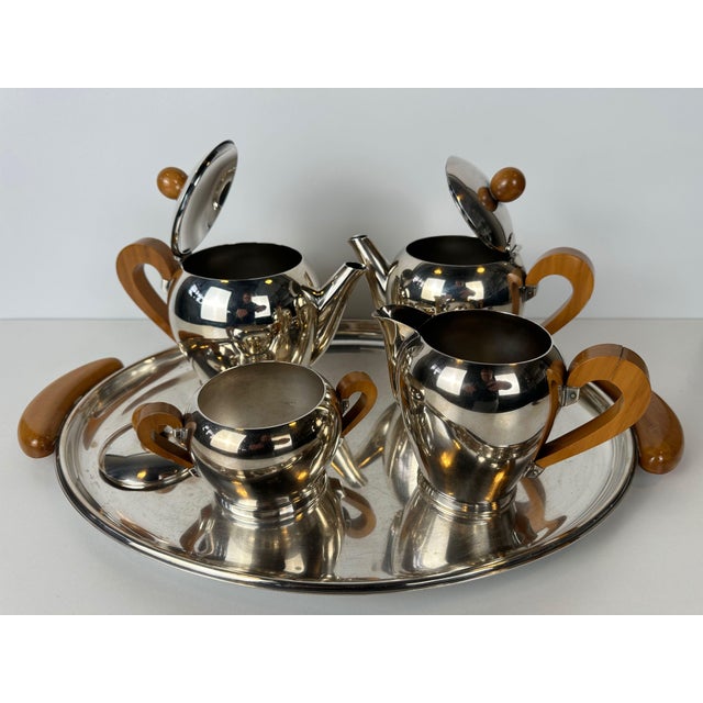 Vintage Silver-Plated Coffee Set from Alessi, 1970s, Set of 5 For Sale - Image 3 of 10