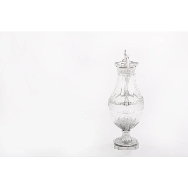 French French Silver Mounted/Cut Glass Decorative Vase For Sale - Image 3 of 9