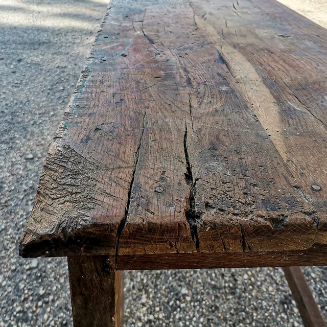 Brown Antique Italian Rustic Country Table in Oak, 1900s For Sale - Image 8 of 12