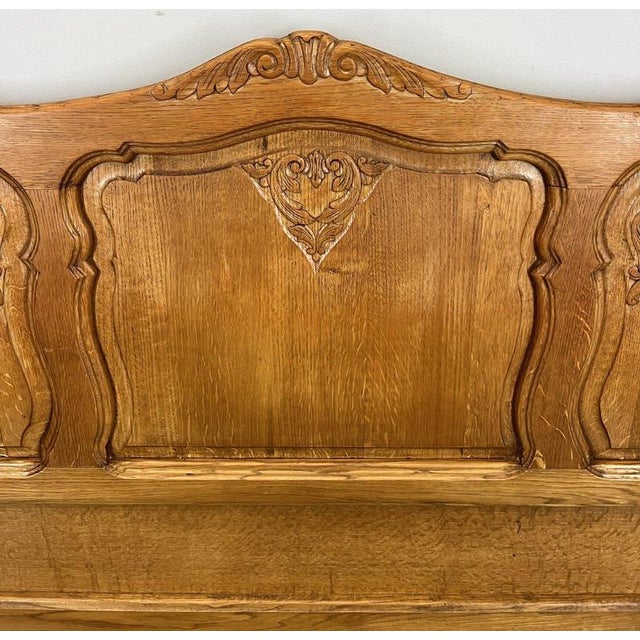 Wood Bed Vintage French Louis Xvi Double Bed Frame Oak Carved Headboard Lot 4603 For Sale - Image 7 of 10