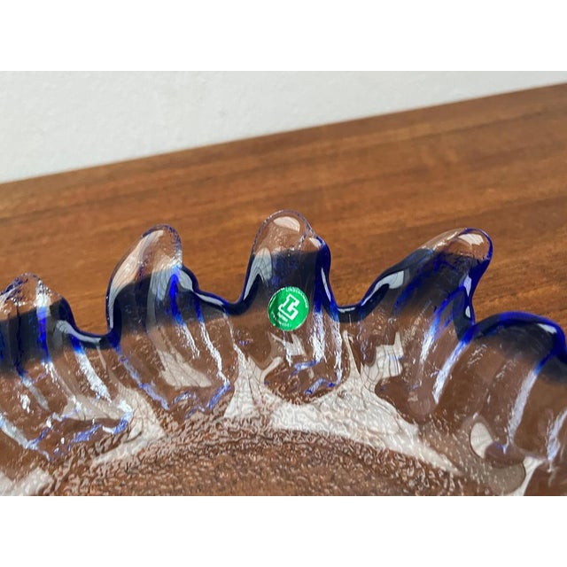 Vintage Art Glass Floral Bowl from Lindshammar, Sweden, 1970s For Sale - Image 9 of 18