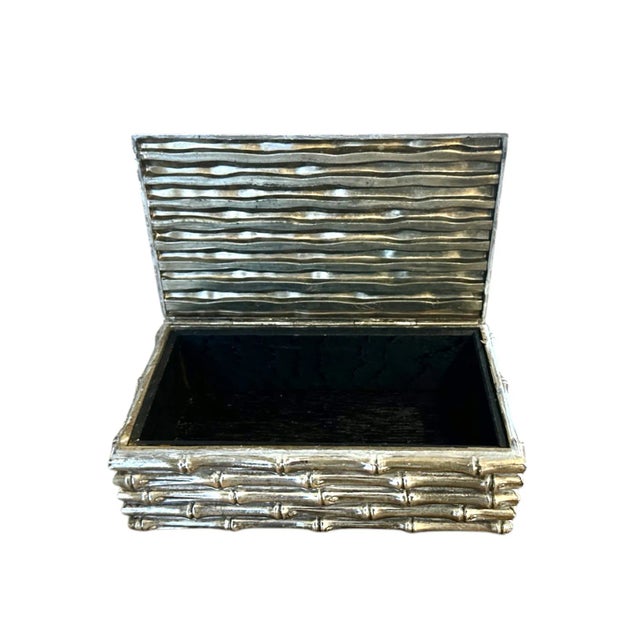Vintage French Petite Silver Plated Faux Bamboo Box / Container, Manner of Maison Bagues, Circa 1960 For Sale In Dallas - Image 6 of 8