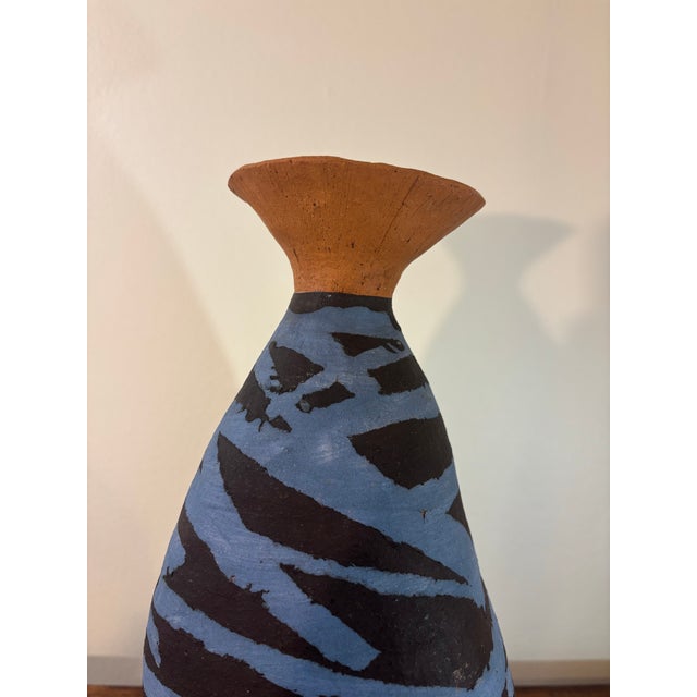 Contemporary Vintage Brazilian Studio Pottery Hand Painted Ceramic Vase Signed Dated 2001 For Sale - Image 3 of 6