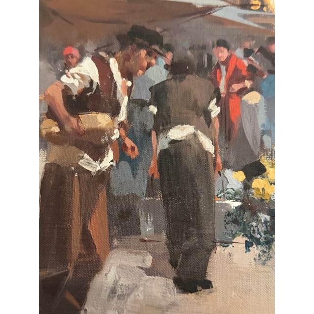 Textile Witman Etelka Vízkeleti (1882-1962) Hungarian Impressionist Market Scene Oil on Canvas For Sale - Image 7 of 10