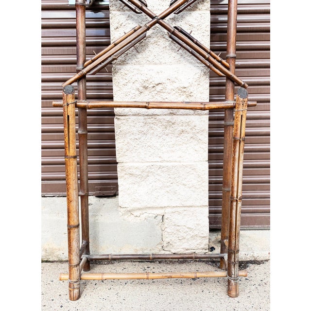 Antique French Bamboo Hall Tree With Diamond Mirror Chairish