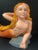 Late 20th Century Folk Art Carved Wood Mermaid Sculpture With Gold Haier and Orange Tail and Glass Eyes For Sale - Image 5 of 10
