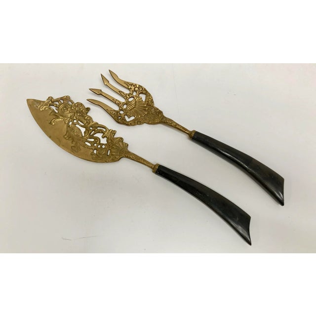 Figurative Asian Design Brass Fish Serving Set For Sale - Image 3 of 9