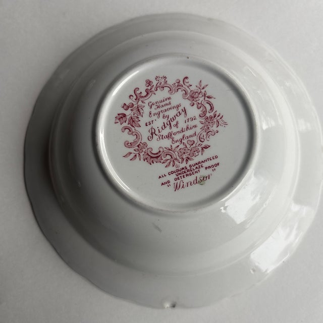 English Antique English Ridgway “Windsor” Red Transferware Bowl, Staffordshire For Sale - Image 3 of 7