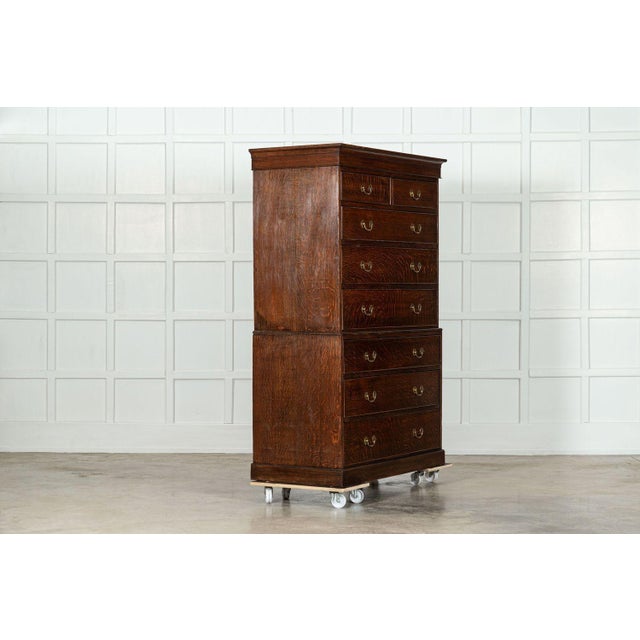 Large English Oak Tallboy Chest Drawers, 1870 For Sale - Image 3 of 14