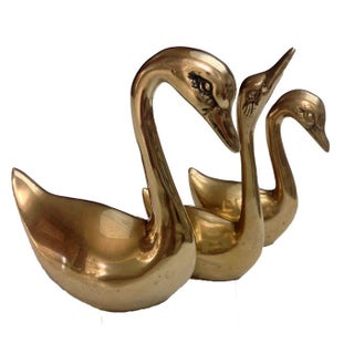 Vintage Brass Swans - Set of 3 For Sale