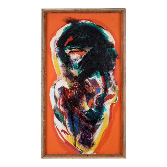 Abstract Expressionist Composition on an Orange Field - Oil on Canvas by Peter Witwer For Sale