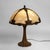 Bronze 1920 Bradley & Hubbard School Arts & Crafts 6 Panel Slag Glass Lamp For Sale - Image 8 of 10
