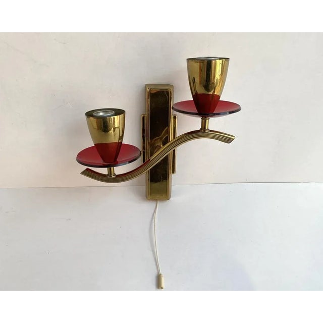 Vintage Wall Sconces in Gilt Brass with Acrylic Glass Elements, Germany, 1979, Set of 2 For Sale - Image 3 of 8