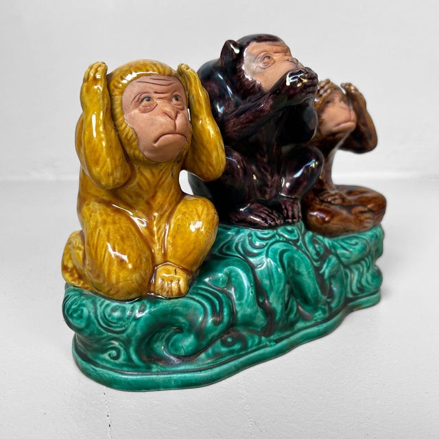 Kutani-Yaki Three Wise Monkeys Sculpture by Nukagawa Kiyoshi, Japan, 1960s For Sale - Image 18 of 18