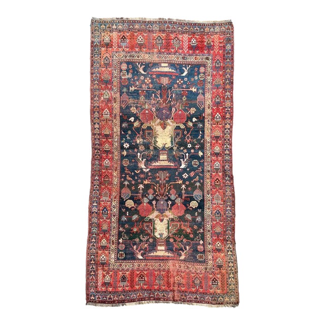 Antique Kurdish Tribal BEAUTY European Sized Kalleh Rug 7 x 12.7 For Sale
