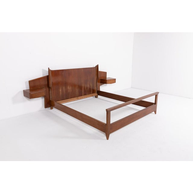 Brown Mid-Century Modern Italian Double Bed Frame from Gio Ponti, 1950s For Sale - Image 8 of 10
