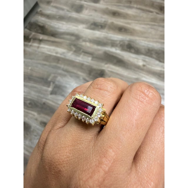 Art Deco Inspired 2.56ct Baguette Ruby Diamond Ring in 18k Gold, Size 7.25 For Sale - Image 10 of 11