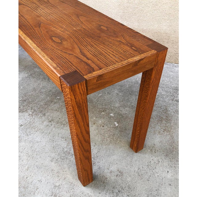 Vintage Solid Oak Parsons Style Console Table For Sale - Image 4 of 9