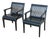 1990s Thonet Style Black Lacquered Sculptural Wood Slatted Arm Chairs, a Pair For Sale