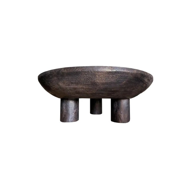 Contemporary Suar Wood Round Table, Espresso Finish, Modern Organic For Sale - Image 3 of 5