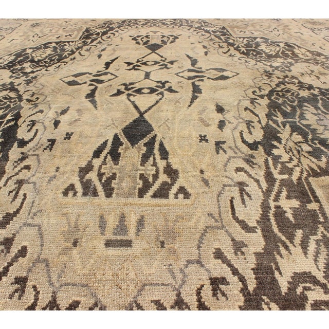 Textile Turkish Antique Sevas Rug With Fine Weave in Gray Green and Taupe 6'6" X 8'9" For Sale - Image 7 of 8