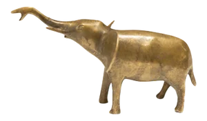 Vintage African Golden Patina Elephant Trunk Up