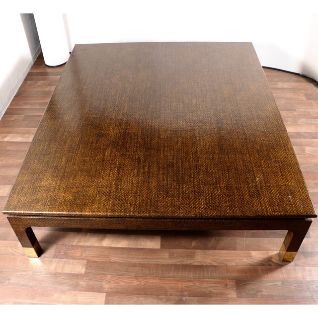 Raffia Covered Coffee Table by Harrison Van Horn | Chairish