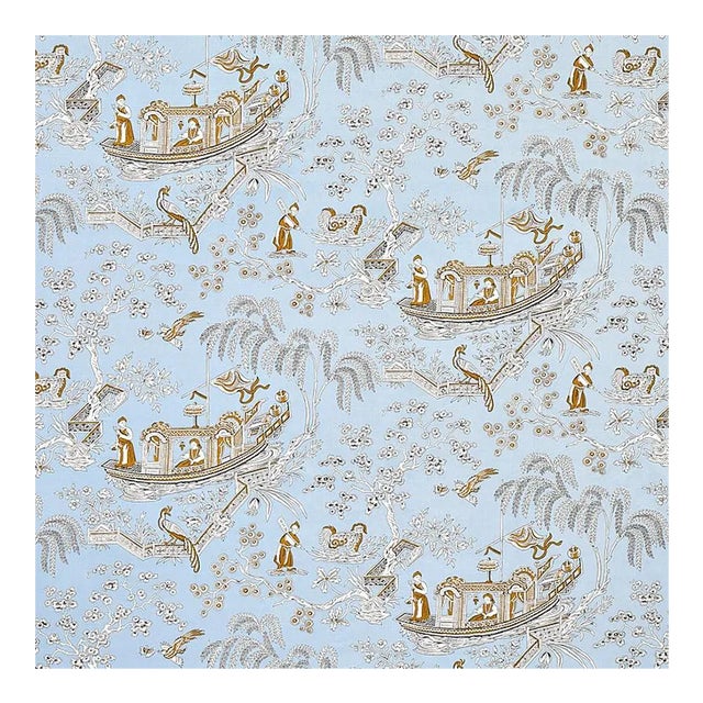 Sample - Schumacher Matsudana Fabric in Blue For Sale