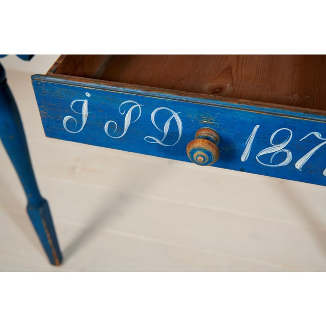 Northern Swedish Blue Country Table For Sale - Image 12 of 14