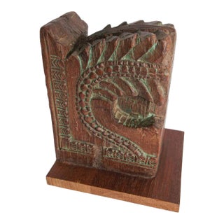 Architectural Carved Wood Temple Fragment Wall Bracket from India For Sale