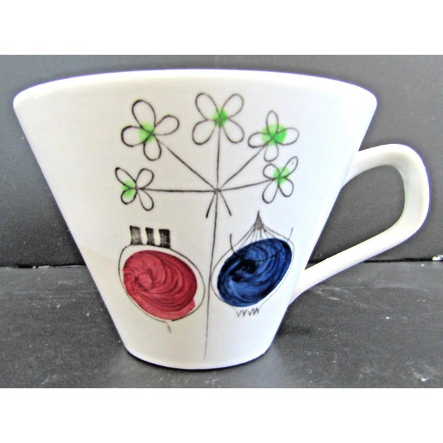 Ceramic 1950s Mid-Century Modern Rörstrand Sweden Pomona Picknick Two Cups and Saucers Design by Marianne Westman - 4pcs For Sale - Image 7 of 12