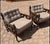 Spanish Revival Vintage Pair of Spanish Revival Style Lounge Chairs With Tufted Cushions For Sale - Image 3 of 10