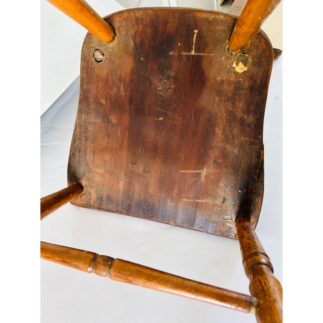Copper Antique Country Plank Chair, Spindle-Back C. 1930s U S A. For Sale - Image 8 of 8