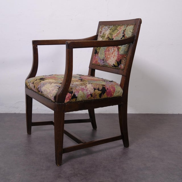 Late 19th Century Wooden and Fabric Armchair with Cushion For Sale - Image 12 of 18