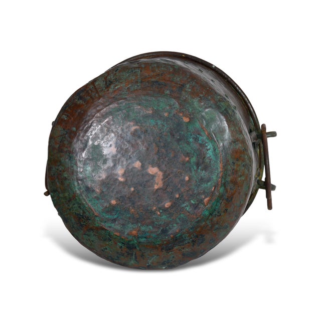Large Antique Early 19th Century Hand-Hammered Copper Planter with Forged Iron Handles, Italy For Sale - Image 6 of 12