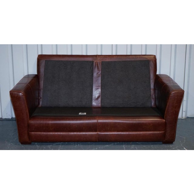 Vintage Brown Leather 2-to-3-Seater Sofa For Sale - Image 13 of 17