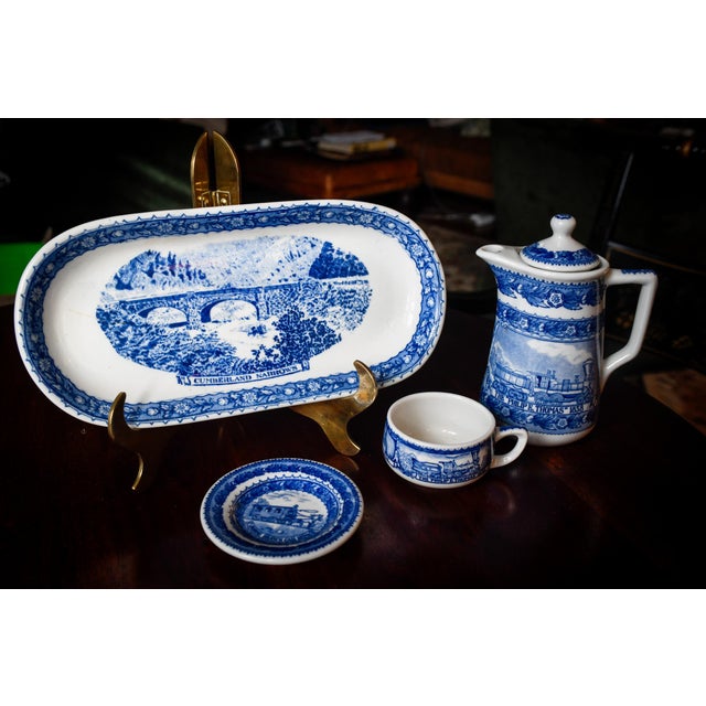 1920s 1920s Set of Baltimore Ohio Railroad Centennia Restaurant Ware Train Tea Set, Celery Dish, Tea Pot, Demitasse, Butter Pat For Sale - Image 5 of 12