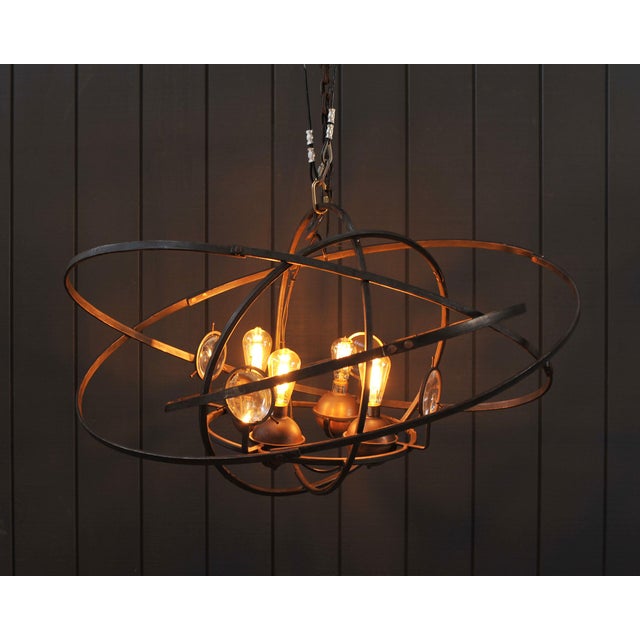Orbital Atomic Age Iron and Copper Chandelier by Jefferson Mack For Sale - Image 4 of 18