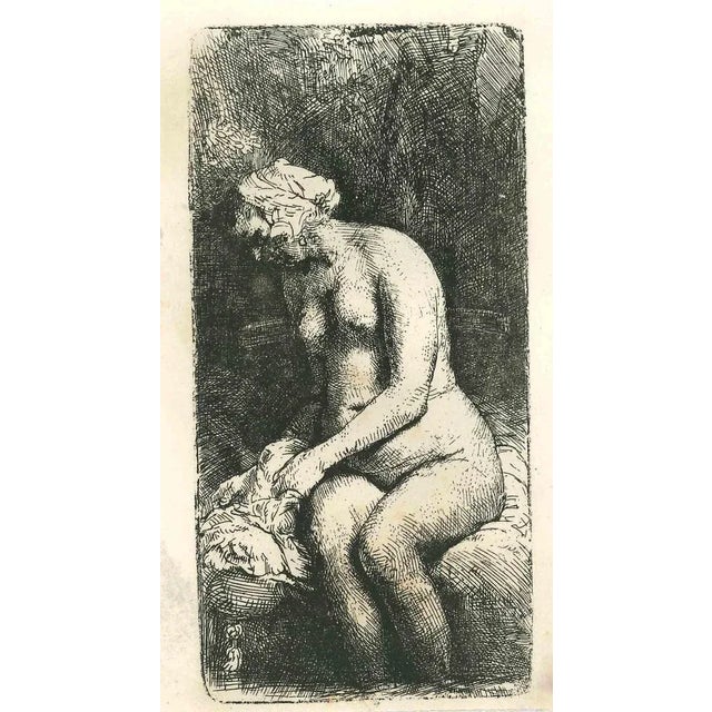 Seated Woman Holding her Shirt is an etching on ivory-colored paper realized after an etching by Rembrandt dated 1658....