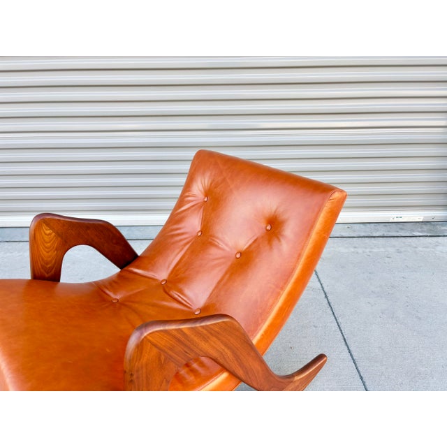 Mid-Century Modern Mid Century Walnut and Leather Rocking Chair by Adrian Pearsall For Sale - Image 3 of 12