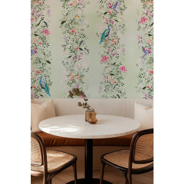 Our Mahjong Garden Stripe Wallpaper takes the timeless beauty of classic chinoiserie and gives it a fresh, collected feel....